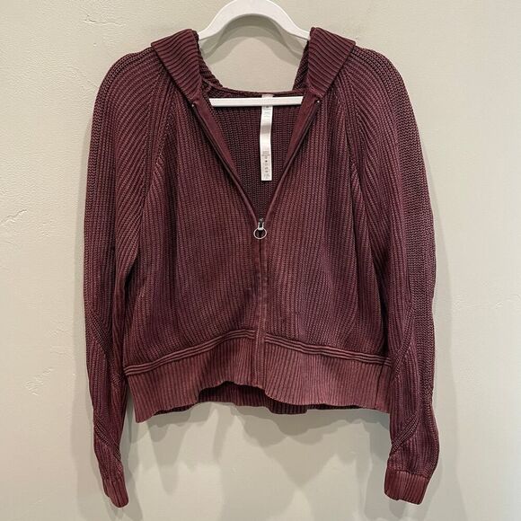 Lululemon Rest Assured Full Zip Hoodie in Washed Garnet - Size: Large - Picture 2 of 10